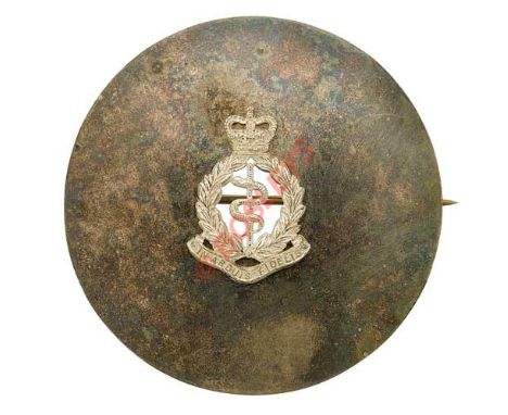 Badge. Royal Army Medical Corps Scottish Piper’s post 1953 Plaid Brooch. A good early  EIIR silvered example. Plain disc moun