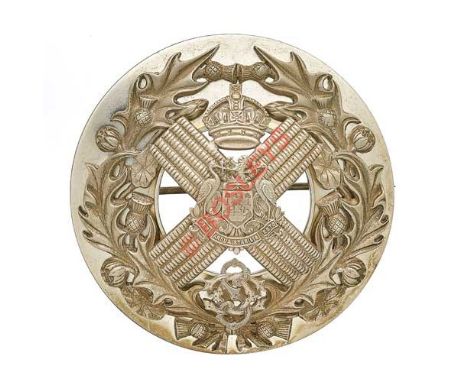 Badge. Indian Army. Calcutta Scottish Officer’s silver plaid brooch. A very fine and exceedingly scarce post 1911 example by 