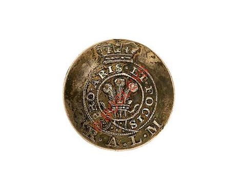Welsh. Royal Anglesea Local Militia Georgian Officer’s silvered closed back coatee button circa 1808-16. Crowned strap “Pro A