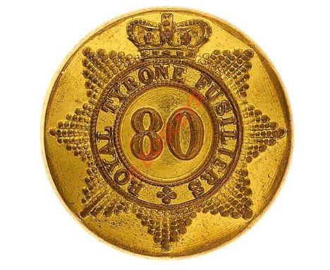 Irish. Royal Tyrone Fusiliers Victorian pre 1881 Officer’s large gilt button. Crowned star with “Royal Tyrone Militia” circle
