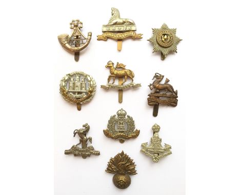 10 Infantry cap badges. KSLI ... Lincoln ... Cheshire post 1922 ... Northants ... Queens ... R. Berkshire ... RWK ... Suffolk