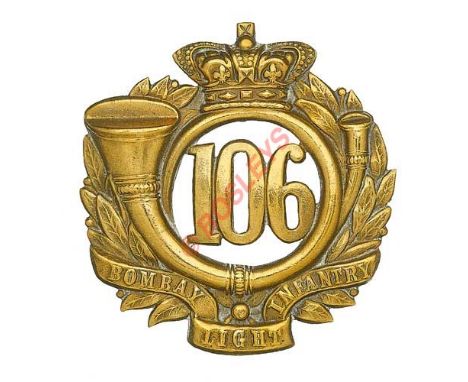 Badge. British Indian. 106th (Bombay Light Infantry) Regiment Victorian OR’s glengarry badge circa 1874-1881. A die-stamped b