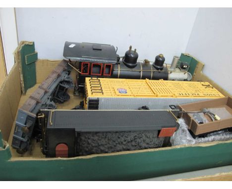 A Bachmann 'G' Gauge 4-6-2 Big Hauler "Old Timer" U.S.A Outline Steam Train, with eight wheel bogie tender, unnamed, black, s