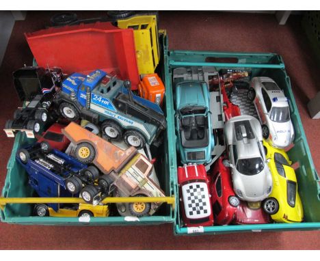 A Quantity of Plastic Diecast Model Vehicles and Radio Controlled Cars, by Silverlit, Polistil, Burgao, Corgi and other inclu