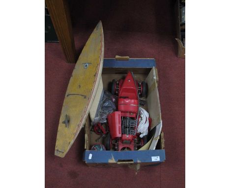 A Mostly Complete Kit Built Plastic Model of a Vintage Alfa Romeo Racing Car, many loose parts, 48cm length, unchecked for co