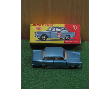 Dinky Toys; A Boxed 139 Ford Consul Cortina, very slight paint losses to model, light crushing to overall good box.