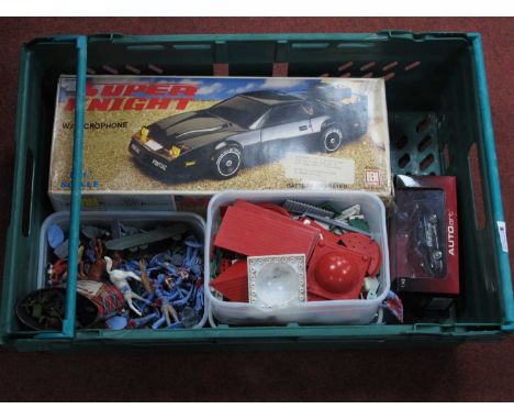 A 1/10 scale remote control Super Knight plastic Pontiac firebird by Hong Da boxed, plastic model soldiers, cowboys, small qu