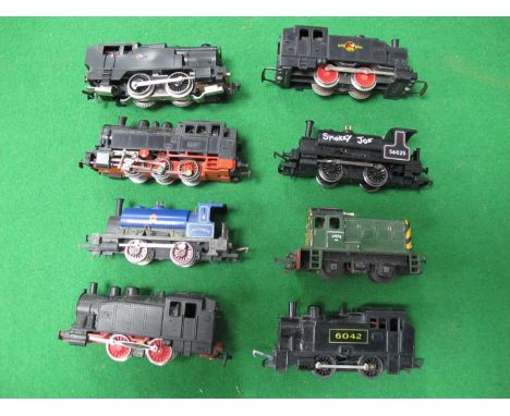 Seven "OO"/"HO" Gauge Tank Steam Locomotives, two Jouef 0-4-0 Br black R/No. 703, a T.T.R Three Rail 0-4-0 BR black, a Kleinb
