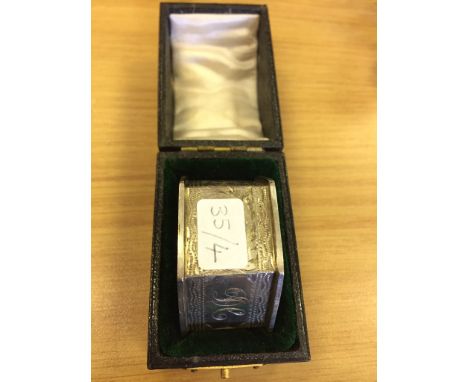 Boxed silver napkin ring Birmingham 1909