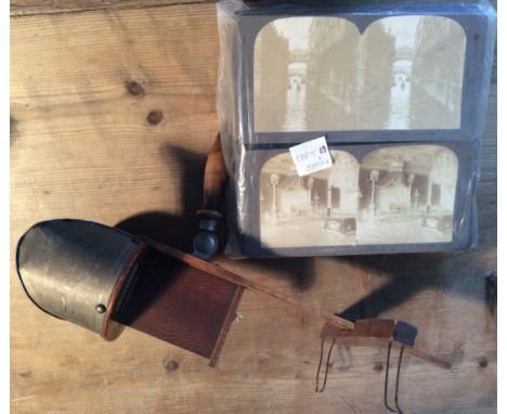 Vintage stereoscopic viewer and approx. 70 slides