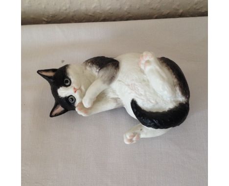 Royal Worcester figure a black and white kitty