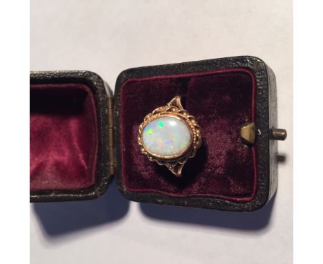 A 9ct gold and opal dress ring P/Q