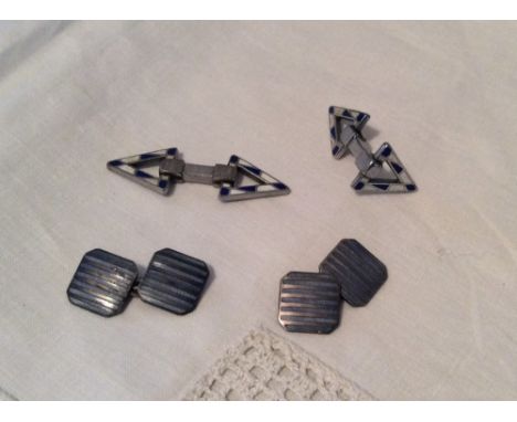 Two pairs enamel cufflinks