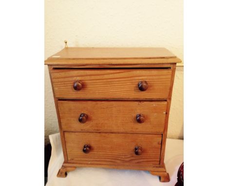 Miniature pine chest with ogee bracket feet