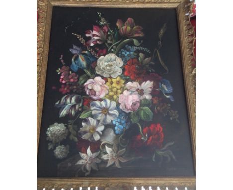 Large still life of flowers in a vase signed indistinctly r