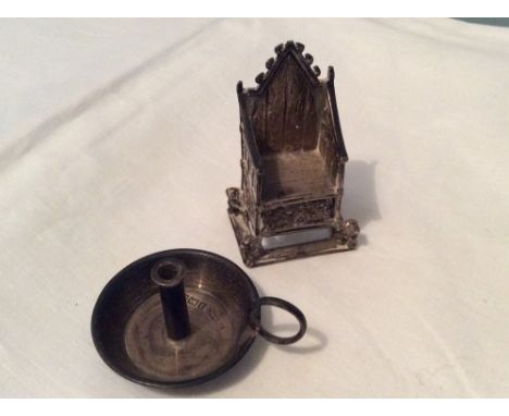 Silver miniature throne and miniature chamber stick