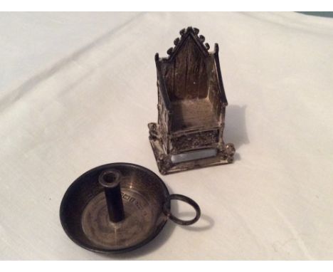 Silver miniature throne and miniature chamber stick