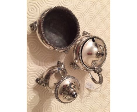 Three piece silver cruet by Garrard & Co Ltd. London 1965