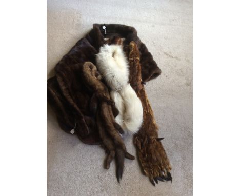 Selection of 6 vintage fur stoles and wraps