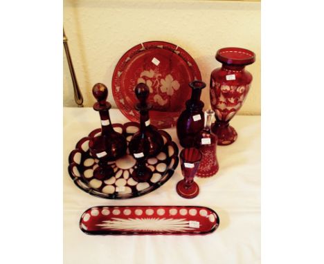 Collection 11 pieces of ruby glass all ok