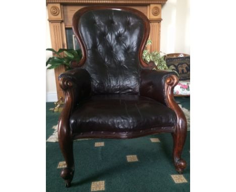 Two  Victorian button back chairs