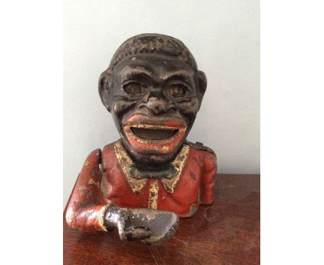 Vintage cast iron mechanical money box