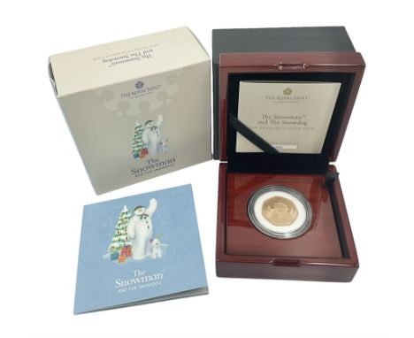 The Royal Mint United Kingdom 2021 'The Snowman and The Snowdog' gold proof fifty pence coin, cased with certificate