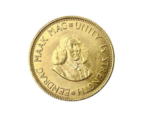 South Africa 1966 gold two rand coin