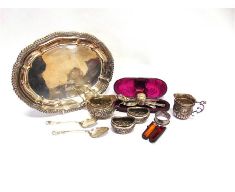 A COLLECTION OF SILVER ITEMS comprising: a late Victorian cream jug by Charles Stuart Harris; a late Victorian sugar basin; a
