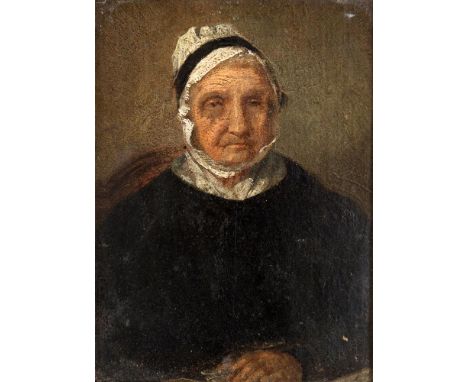 BRITISH SCHOOL (19TH CENTURY) Portrait of an Elderly Lady, oil on board, unsigned, 19cm x 14cm.