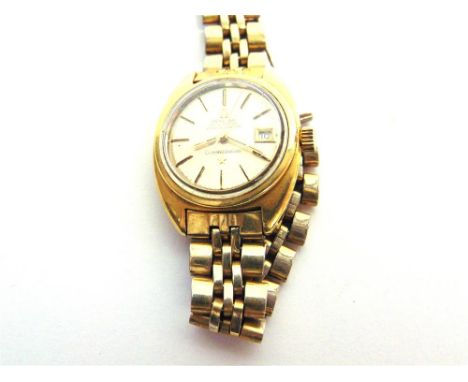 OMEGA, CONSTELLATION a lady's bracelet watch, the circular white dial with black gilt batons and hands, gilt sweep seconds ha