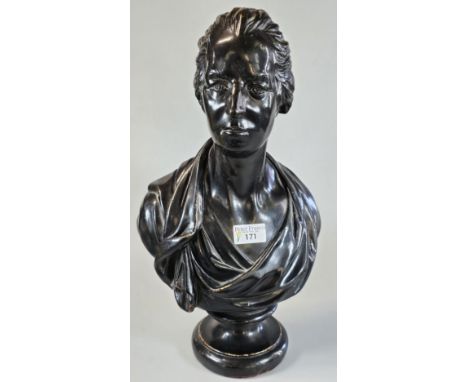 After Joseph Nollekens, portrait bust of William Pitt the Younger (1759-1806), coloured plaster, marked to the back Pub'd by 