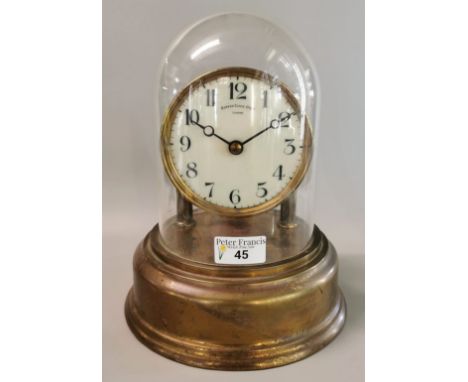Early 20th century Eureka Clock Company Ltd of London battery operated brass dome clock, having enamel face with Arabic numer