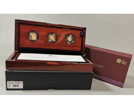 The Royal Mint, The Sovereign 2015 five coin set, Fifth Portrait-First Edition Gold Proof Coin Set. In original box with oute