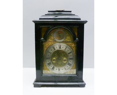 EDWARD HEMINS OF BISITER (BICESTER) AN 18TH CENTURY BRACKET CLOCK with twin fusee movement, silvered chapter ring with subsid