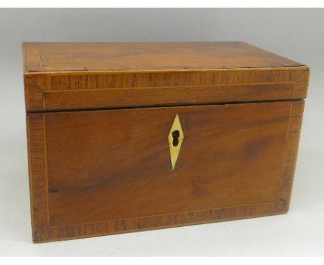 A George III yew wood tea caddy