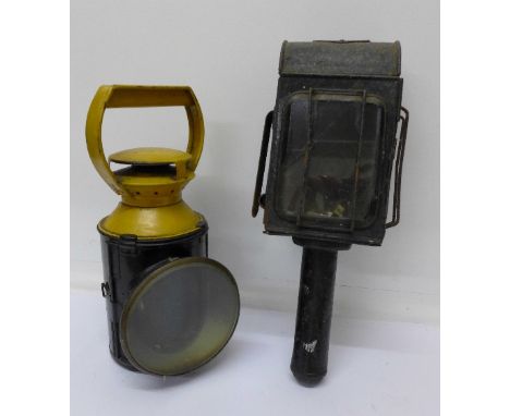 A railway lamp, marked BR(M), Bladon, made in Birmingham