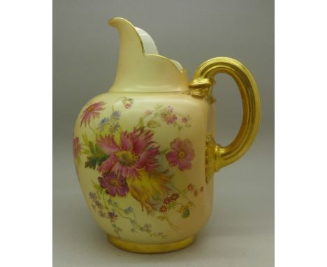 An early 20th Century Royal Worcester flat back jug, 1094, 19.5cm
