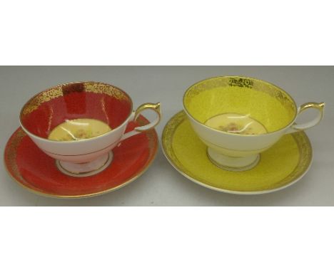 Two Aynsley cabinet cups and saucers