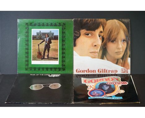 Vinyl &amp; Autographs - Gordon Giltrap 4 signed LP's to include Fear Of The Dark, Self Titled, Portrait, A Testament Of Time