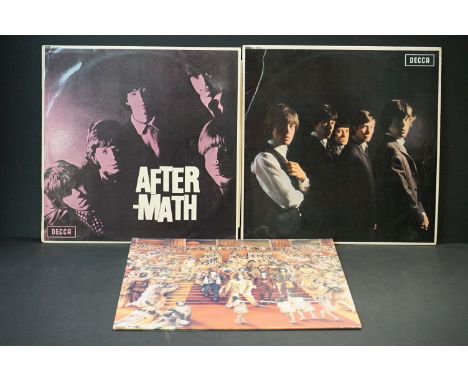 Vinyl - 3 Rolling Stones LP's to include Self Titled (LK 4605) red Decca label, matrices 2A and 4A, Aftermath (LK 4786) red D