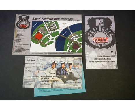 Memorabilia - Tickets - Oasis - 4 tickets and backstage passes, some unused. including 1996 Maine Road (unused ticket + VIP p