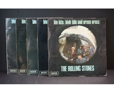 Vinyl - The Rolling Stones 5 copies of Big Hits (High Tide &amp; Green Grass) various pressings.  All have inner booklet, 3 h