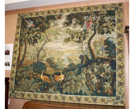 A large Aubusson style polychrome tapestry panel 158 x 130cm