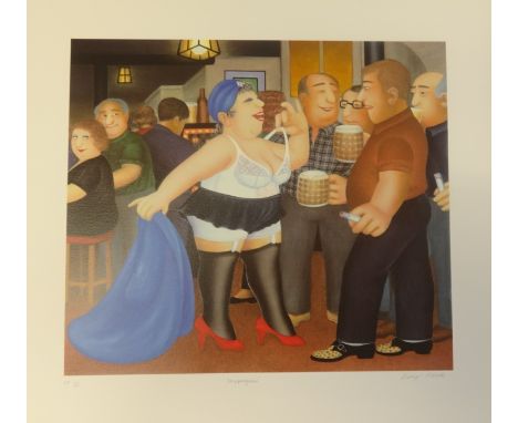 Beryl Cook (1926-2008), 'Strippergram', signed artist proof, 50cm x 56cm, Provenance, directly from the Beryl Cook estate and