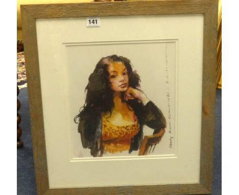 Robert Lenkiewicz (1941-2002), print 'Study of Karen Ciambriello', 29cm x 26cm.