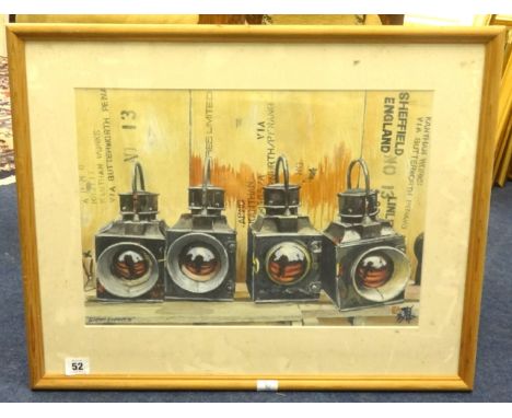 Unknown, with Chinese signature, 'Stop Light', watercolour, 30cm x 42cm, together with Rob Chaucer watercolour 'Cream Teas Pl