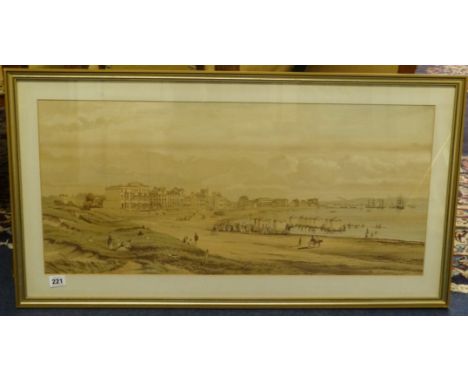 Unknown, print 'Beach Scene', 34cm x 75cm.