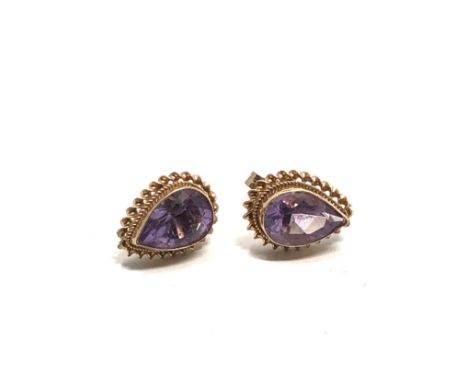 9ct Gold Amethyst Stud Earrings (2.3g)