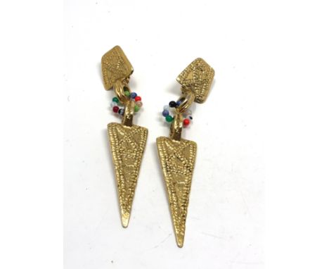 Vintage Scooter Paris Signed Statement Clip On Earrings 